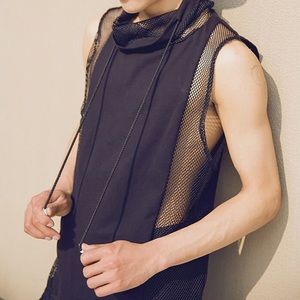 2016 Harajuku Mens Sexy Mesh Fashion Tank Top M-L